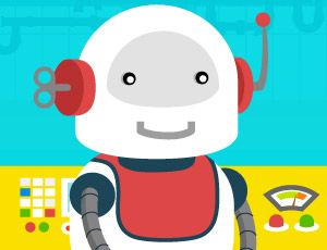 Robô pega letras: jogo educativo
